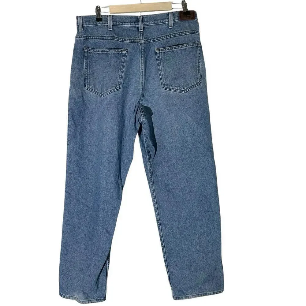 LL Bean  Relaxed Fit Medium Wash Denim Blue Jeans Men's 38x32 100% Cotton